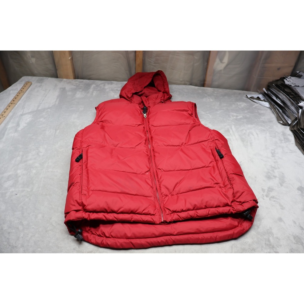 Gap Down Vest Mens Medium Red Ripstop Insulated Hooded Wind Rain‎ Quilted Puffer